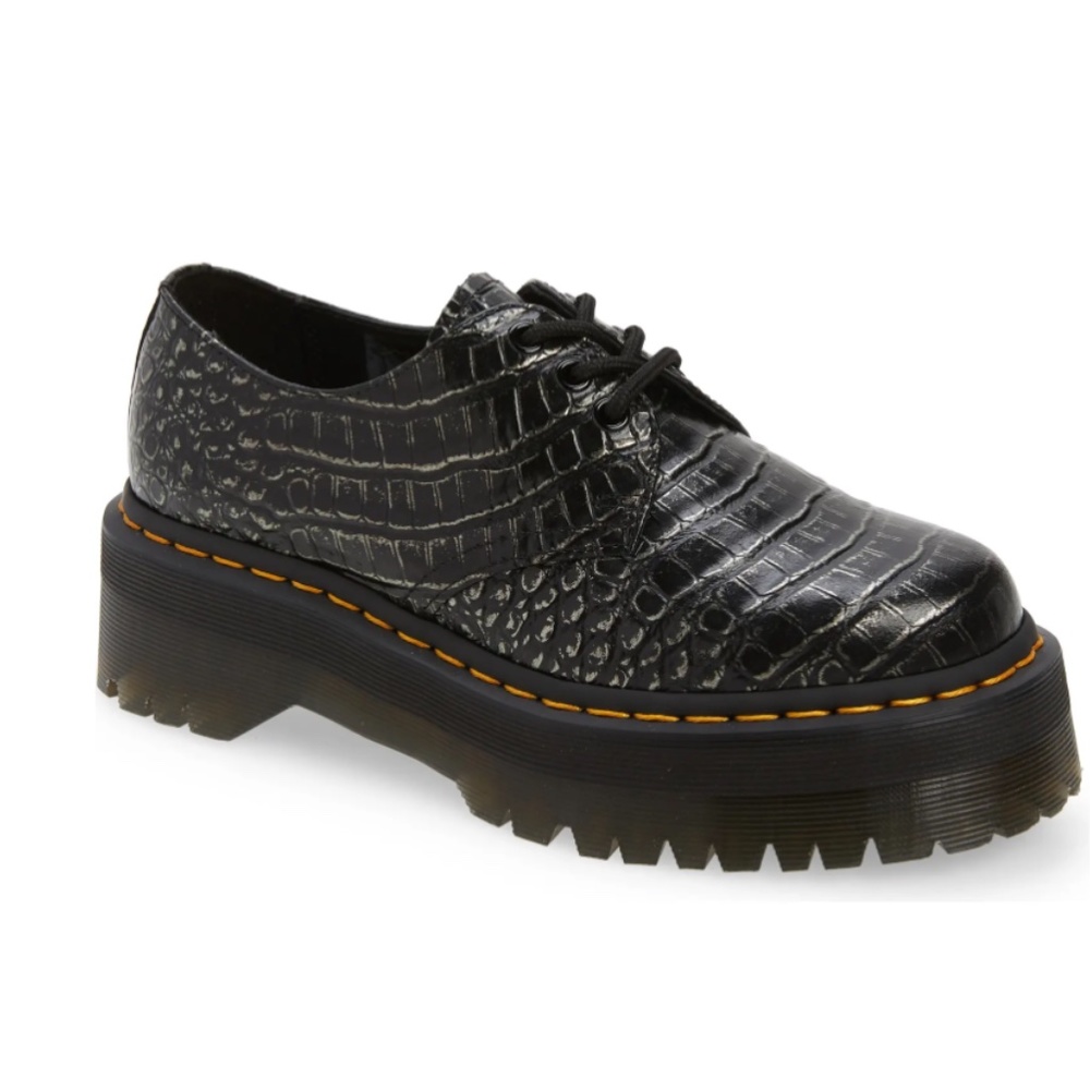 NIB $150 Dr. Martens 1461 Quad Croc Print Platform Derby in 7US / 5UK!